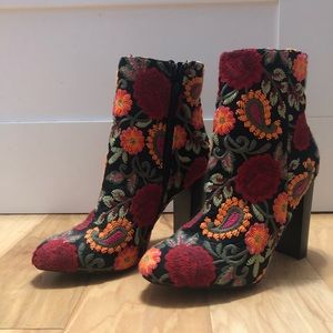 Floral Heeled Booties